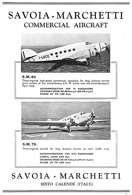 Savoia-Marchetti SM83 & SM85 Commercial Transport Aircraft       