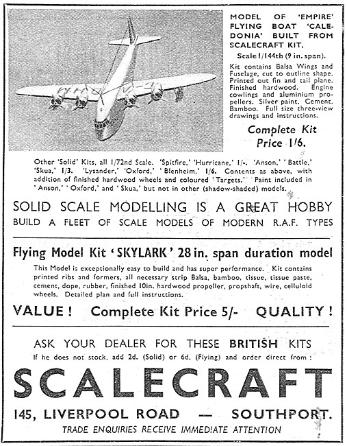 Scalecraft Model Aircraft - Scalecraft Empire Flying Boat        