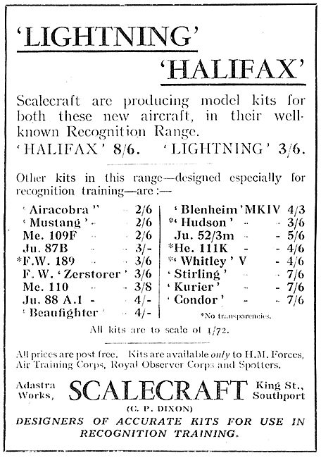 Scalecraft  Model Aircraft  Kits - Recognition Range 1942        