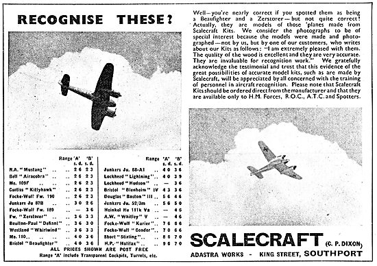 Scalecraft  Model Aircraft  Kits - Recognition Range             