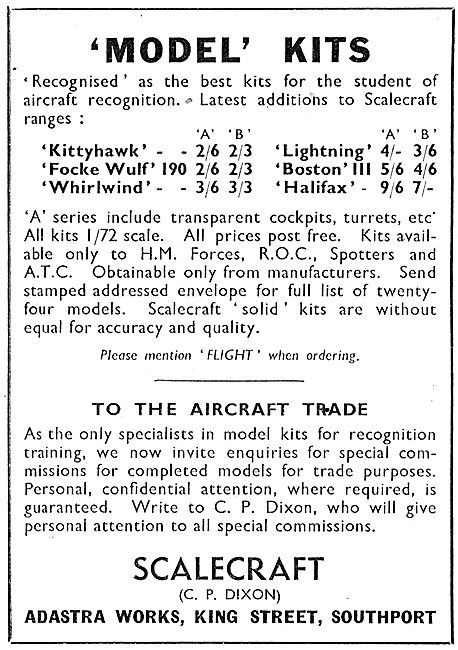 Scalecraft  Model Aircraft  Kits - Recognition Range 1942        