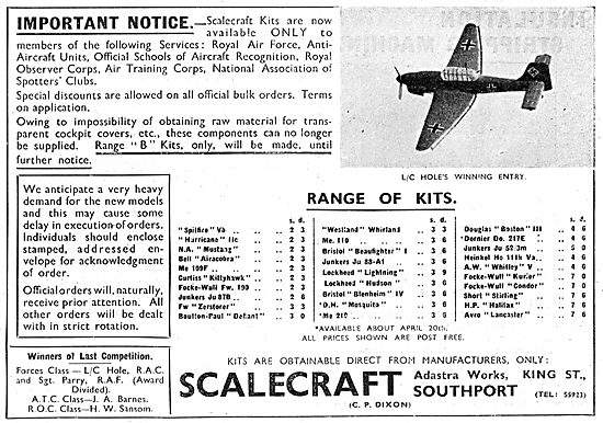 Scalecraft Aircraft Model Kits. Official Recognition Kits        