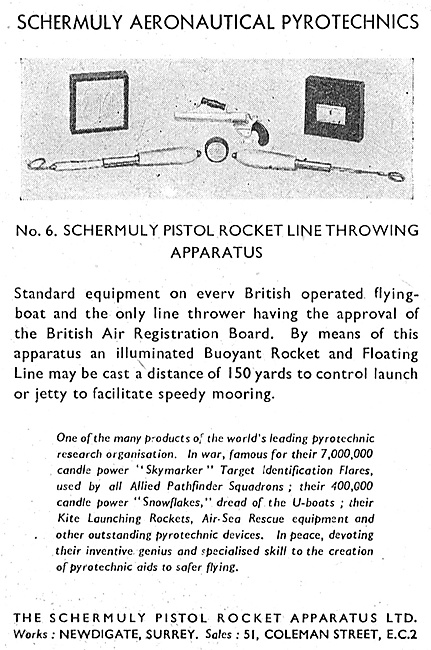 Schermuly Pyrotcehnics - Pistol Rocket Line Throwing Gear        