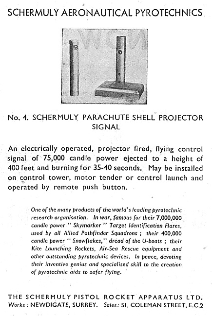 Schermuly Pyrotcehnics - Parachute Shell Projector Signal        