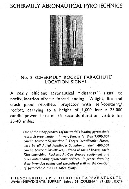 Schermuly Rocket Parachute Location Signal                       