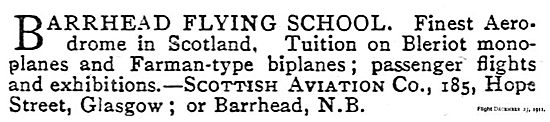 Barrhead Flying School: Tuition On Bleriot & Farman. Hope St Gla 