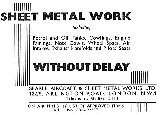 Searle Aircraft & Sheet Metal Works 1837                         