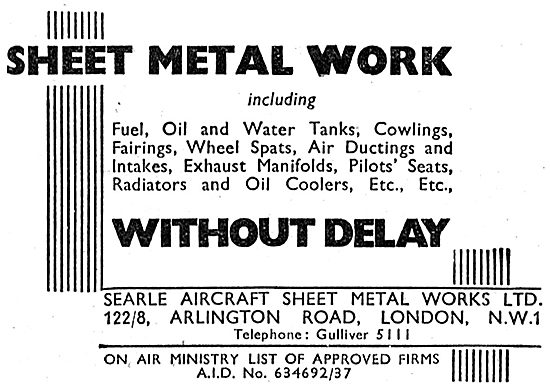 Searle Aircraft & Sheet Metal Works. Arlington Rd. NW1. 1942     