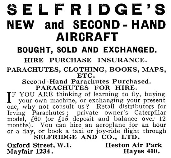 Selfridges Aviation Department 1931                              