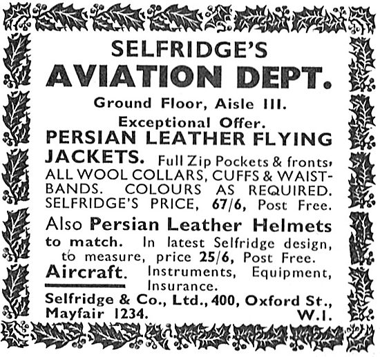 Selfridges Aviation Department - Persian Leather Flying Jackets  