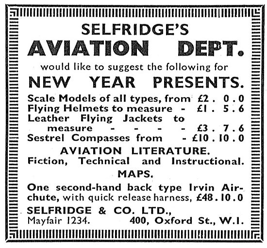 Selfridges Aviation Department - New Years Presents For Aviators 