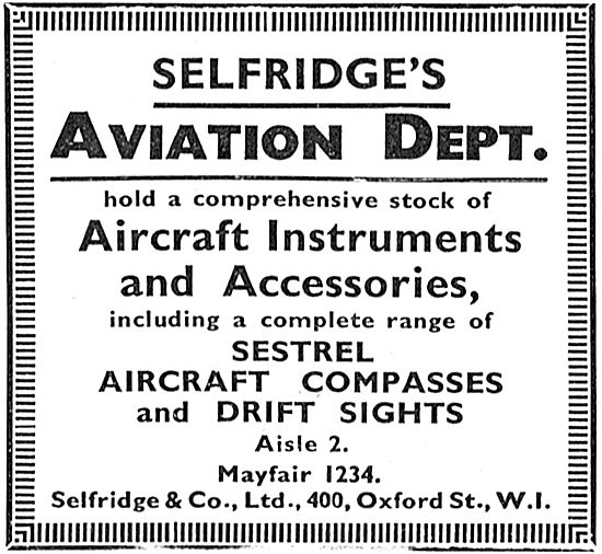 Selfridges Aviation Department - Aircraft Instruments            