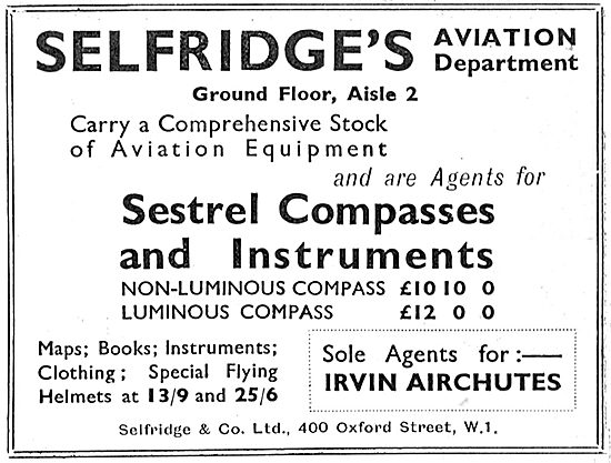 Selfridges Aviation Department - Sestrel Compasses               