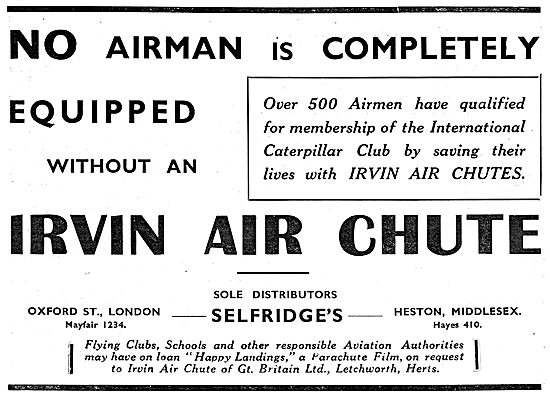 Selfridges Aviation Dept - Sole Distributors For Irvin Air Chutes