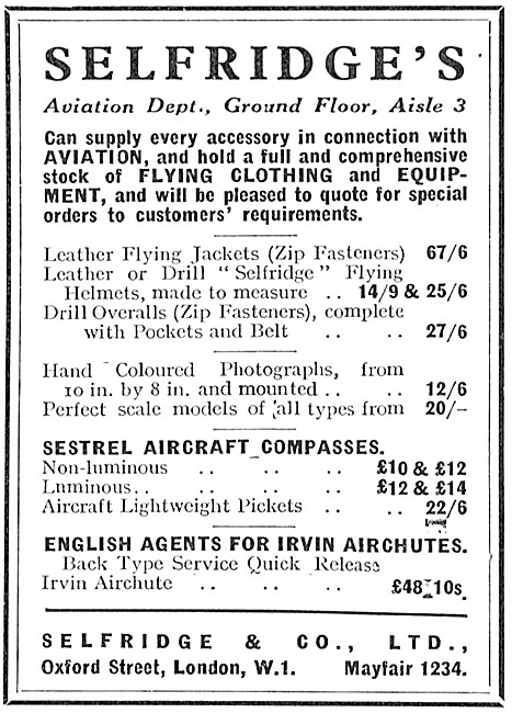 Selfridges Aviation Department 1933                              