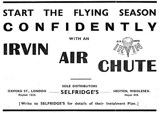 Selfridges Aviation Dept - Sole Distributors For Irvin Air Chutes