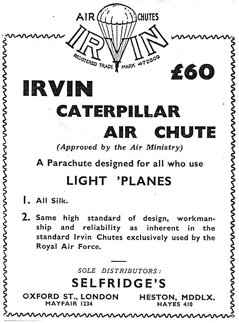 Selfridges Aviation Department - Irvin Caterpillar Air Chutes    