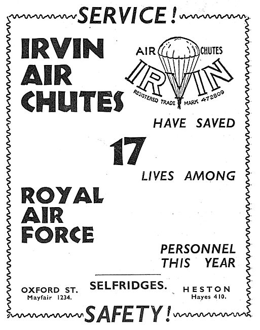 Selfridges Aviation Department - Irvin Parachutes                