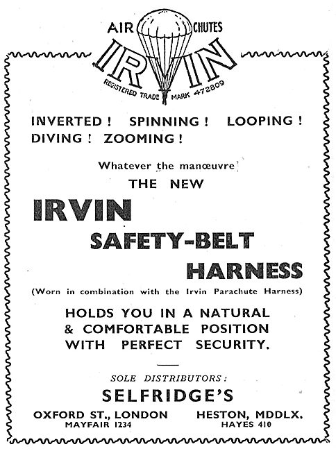 Selfridges Aviation Department - Irvin Safety Belt & Harness     