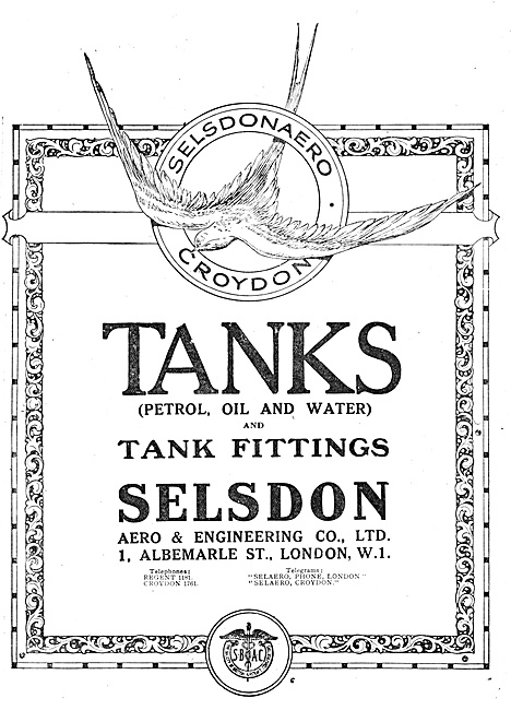 Selsdon Engineering Aircraft Petrol Tanks 1918                   