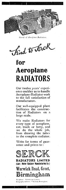 Serck Aeroplane Radiators 1919                                   