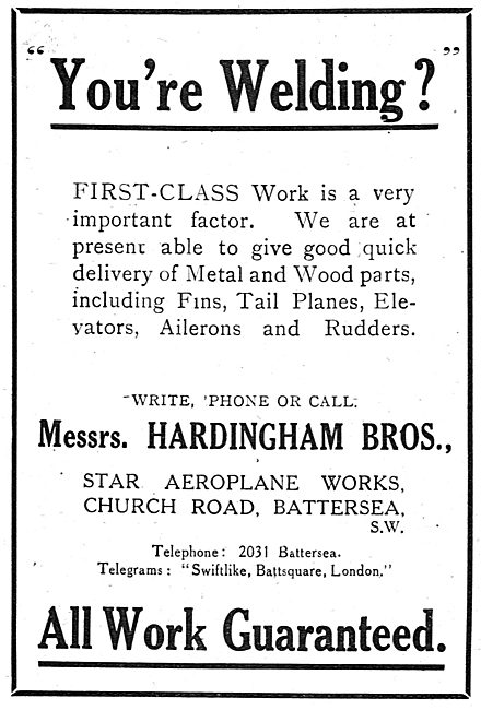 Hardingham Bros - Welding Services For Aircraft Constructors     