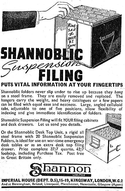 Shannon Shannoblic Suspension Filing System 1942                 