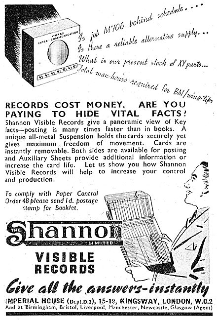 Shannon Visible Records Fling & Accounting Systems 1943          