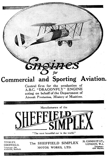 Sheffield Simplex Aircraft Engines - A.B.C.Dragonfly             