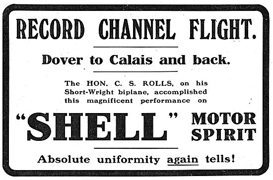 Hon C.S.Rolls Flies Channel On His Short-Wright Biplane On Shell: