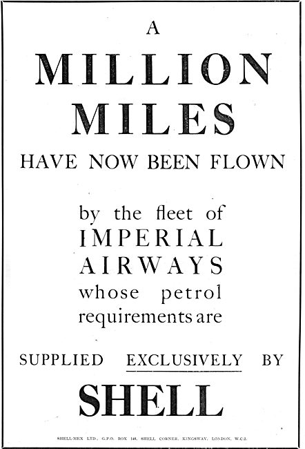 A Million Miles Have Been Flown By Imperial Airways On Shell Fuel