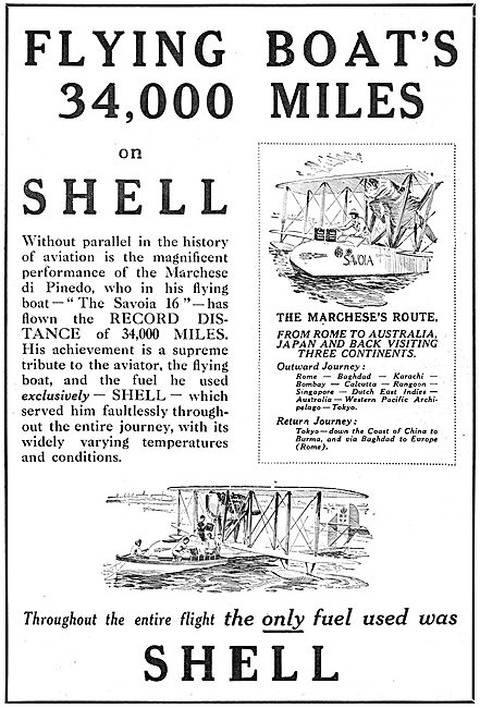 Flying Boat's 34,000 Miles On Shell Fuel                         