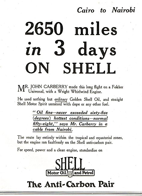 2650 Miles In 3 Days On Golden Shell Aviation Oil                