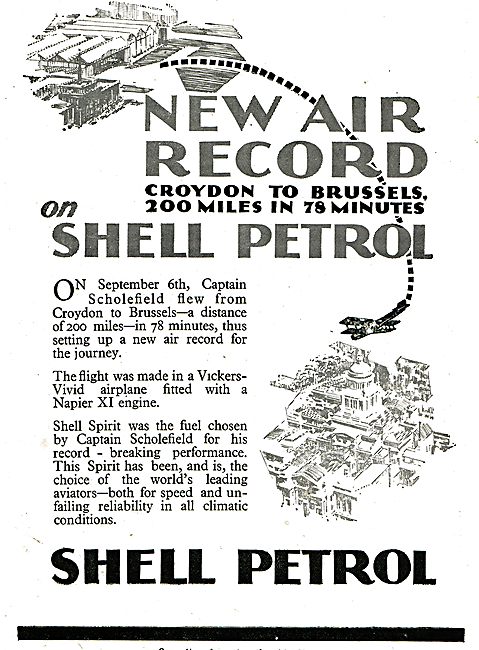 Croydon To Brussels Air Record Made On Shell Petrol              