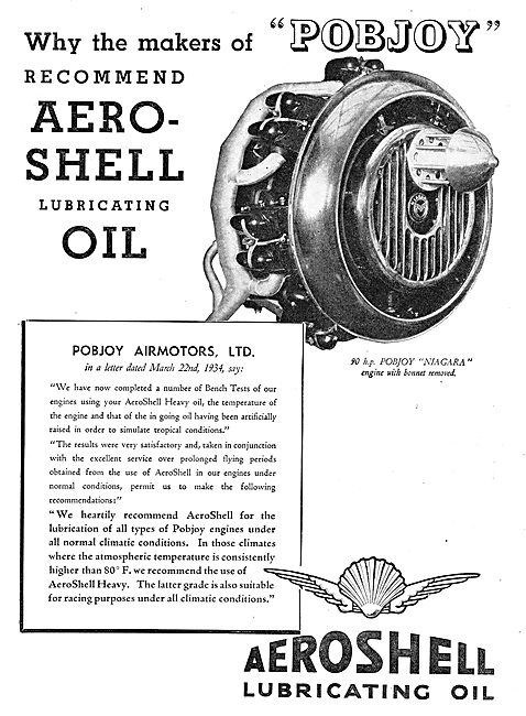 Aero-Shell Oil Recommended By Pobjoy Airmotors                   