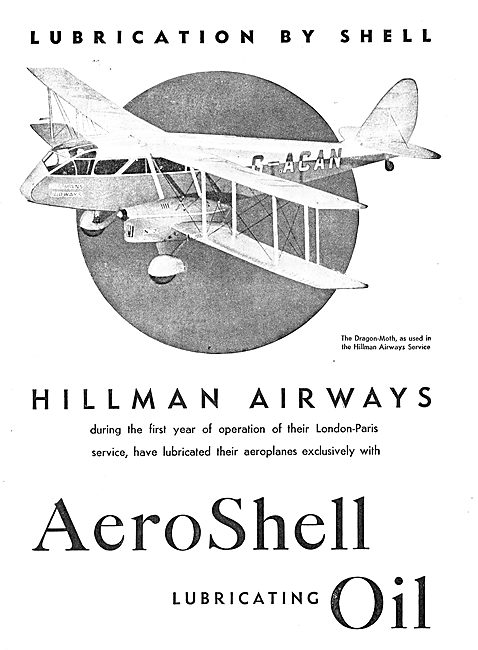 Hillman Airways Prefer Aero-Shell Lubricating Oil                