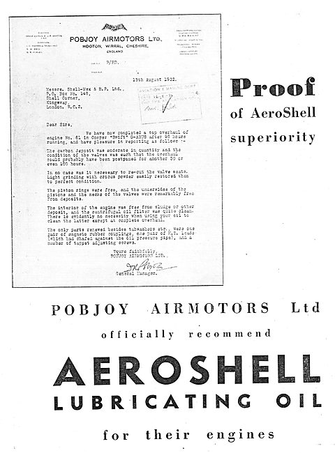 Pobjoy Airmotors Officially Recommend AeroShell                  