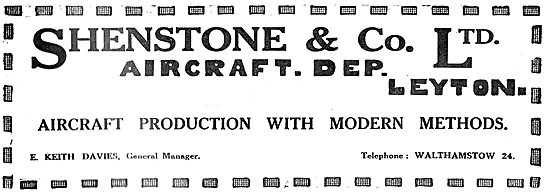 Shenstone & Co Ltd. Leyton. -  Aeronautical Engineers            