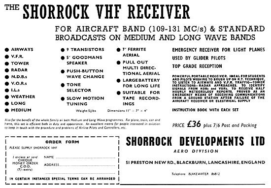 Shorrock Developments - VHF Air Band Radio Receivers             