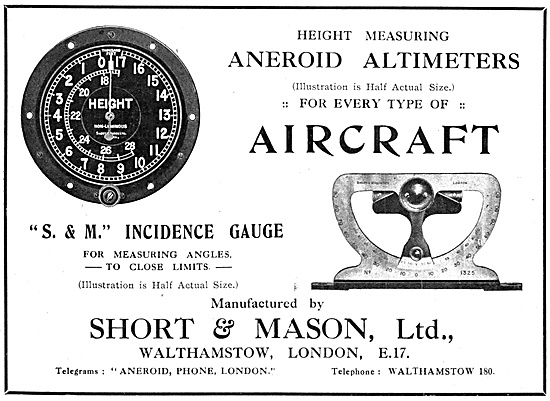 Short & Mason Aircraft Instruments 1918                          