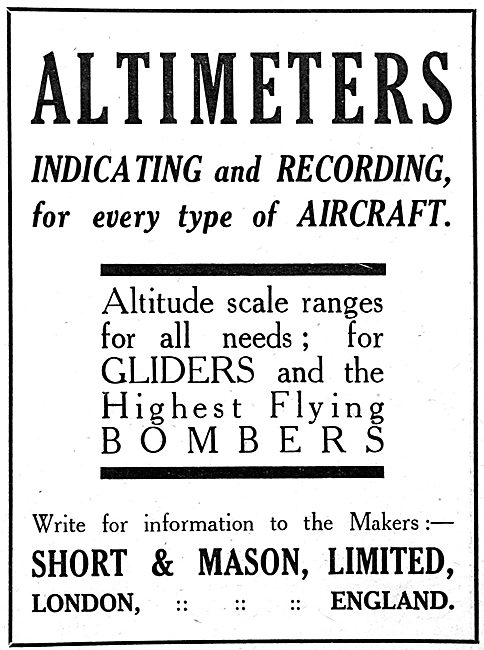 Short & Mason Aircraft Instruments - Altimeters                  