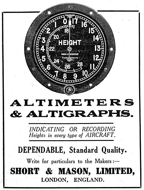 Short & Mason Aircraft Instruments - Altimeters & Altigraphs     