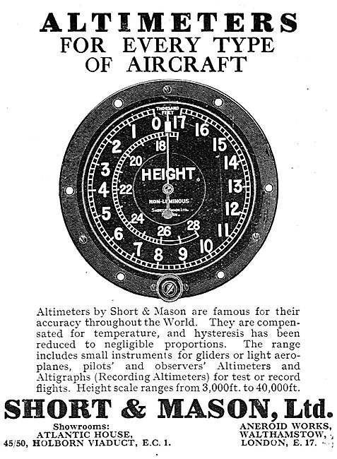 Short and Mason Altimeters For Every Type Of Aircraft            