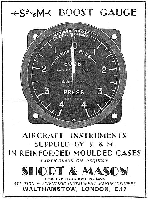 Short and Mason Aircraft Instruments - Engine Boost Gauge        