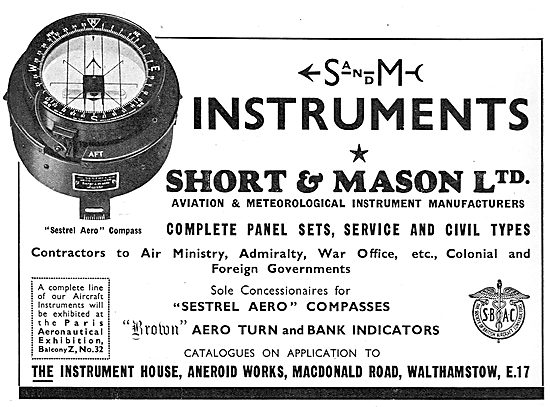 Short and Mason Sestrel Aircraft Compasses                       