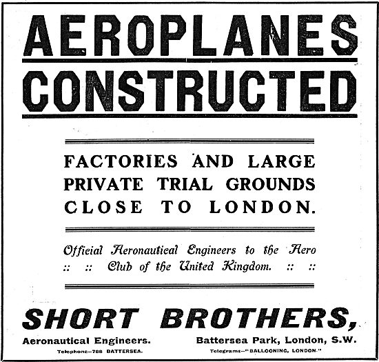 Short Brothers Aeroplane Construction - Factories & Flying Ground