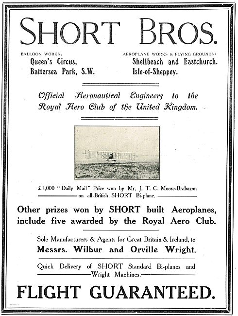 Short Brothers Official Aeronautical Engineers To Royal Aero Club