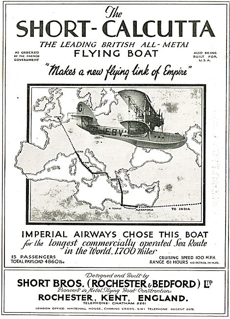 Short Calcutta - Makes A New Flying Link Of Empire               