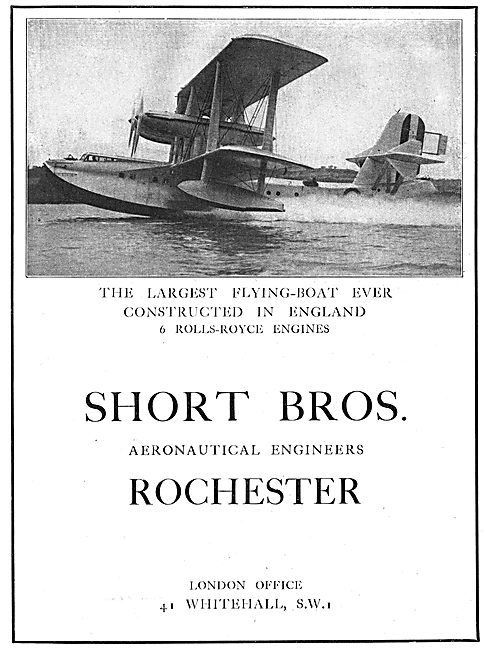 Short - The Largest Flying Boat Ever: 6 Rolls-Royce Engines      