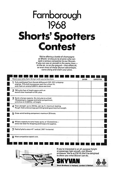 Short Skyvan - Farnborough 1968 Spotters Contest                 